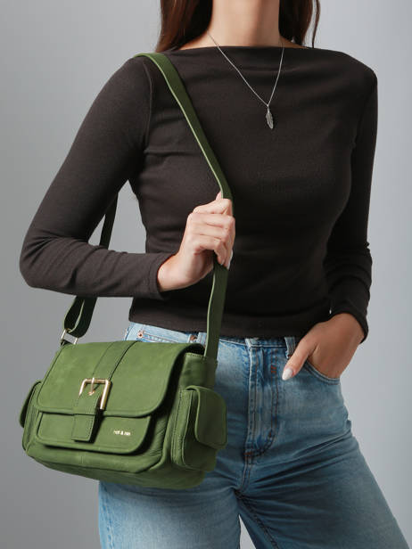 Leather Joy Shoulder Bag Nat et nin Green vintage JOY other view 1