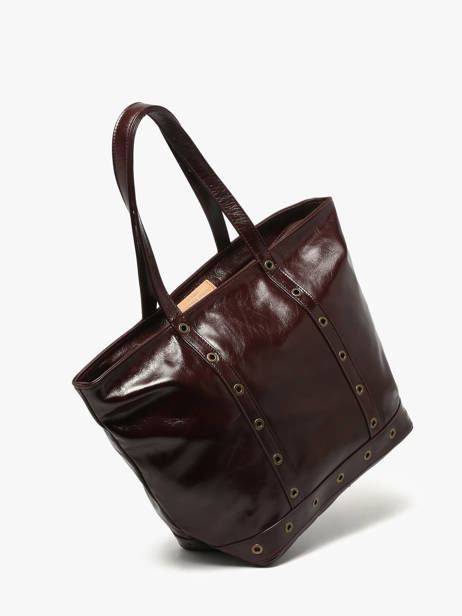 Le Cabas M Zippé En Cuir Craquelé Vanessa bruno Rouge cabas cuir 82V40378 vue secondaire 2