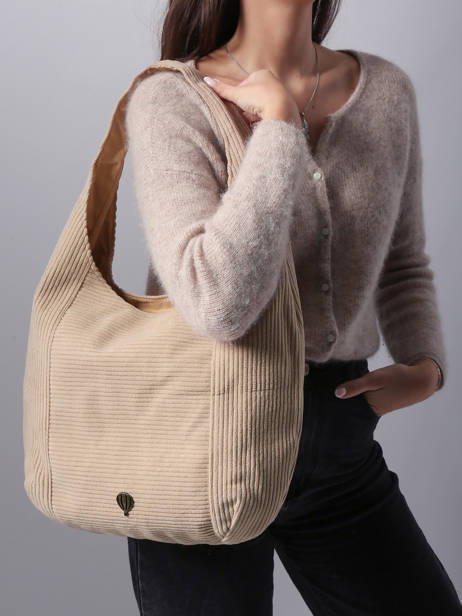 Shoulder Bag Velours Le voyage en panier Beige velours AHP243 other view 1