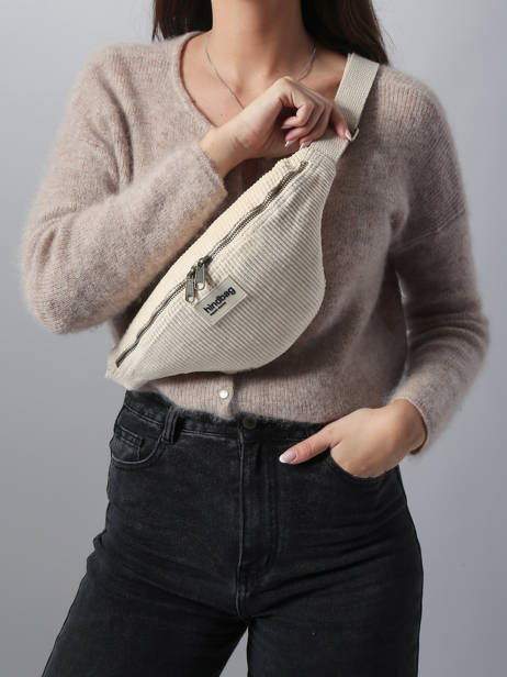 Sac Banane Hindbag Beige velours V vue secondaire 1