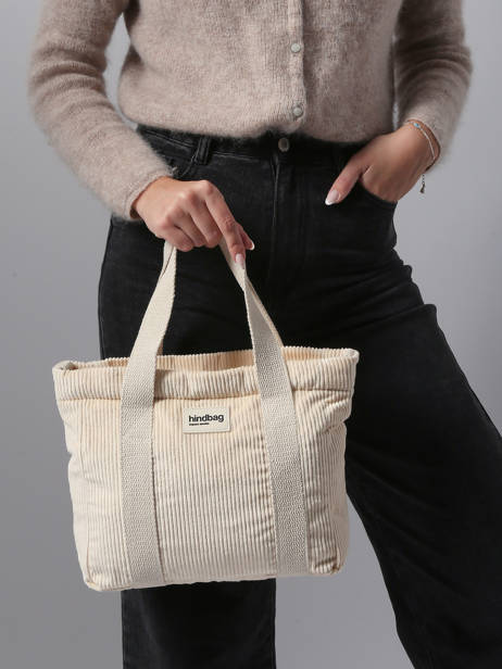 Sac Porté Main Velours Velours Côtelé Hindbag Beige velours V vue secondaire 1