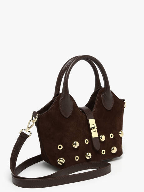 Satchel Velvet Studs Milano Brown velvet studs VS25091 other view 1
