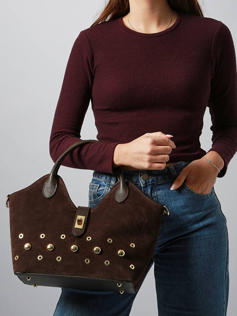 Sac à Main Velvet Studs Milano Marron velvet studs VS25092 vue secondaire 1