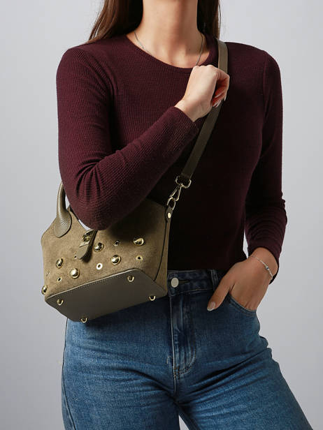 Satchel Velvet Studs Milano Brown velvet studs VS25091 other view 1