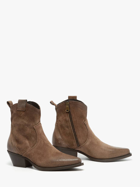 Heeled Santiago Boots Tronchetti Texani In Leather Metisse Brown women DX380 other view 2