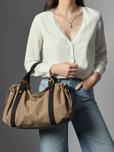 Shoulder Bag Canvas Cotton Gerard darel Green canvas Z450 other view 1