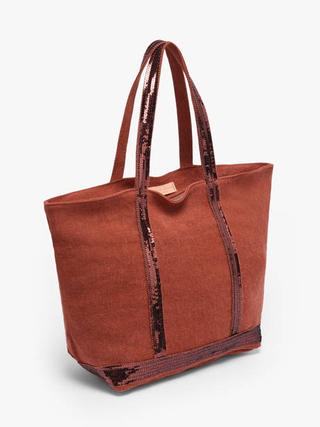 Medium Zipped Le Cabas Tote Bag Linen Sequins Vanessa bruno Red cabas lin 31V40378 other view 1