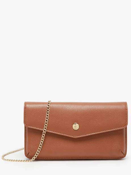 Leather Luna Clutch With Strap Hexagona Brown luna 688422