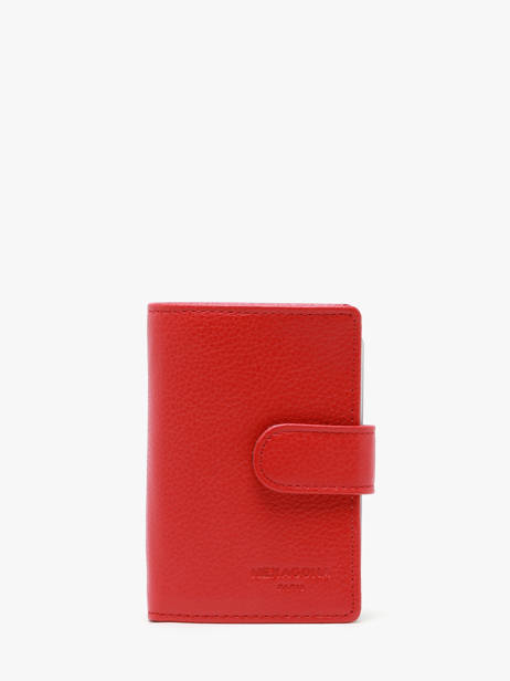 Card Holder Leather Hexagona Red confort 467254