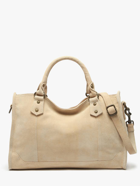 Handbag Houston A4 Leather Basilic pepper Beige houston BHOU22 other view 3