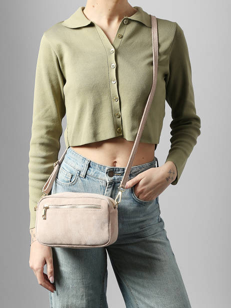 Shoulder Bag Velvet Leather Milano Pink velvet VE25115 other view 1