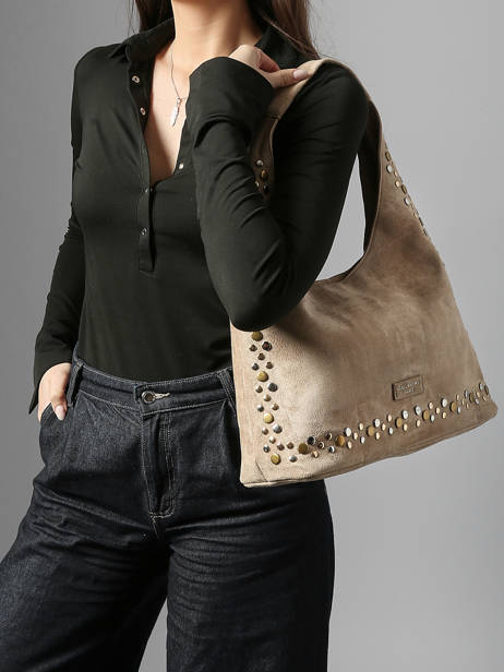 Shoulder Bag Velvet Studs Miniprix Beige velvet studs JC53002 other view 1