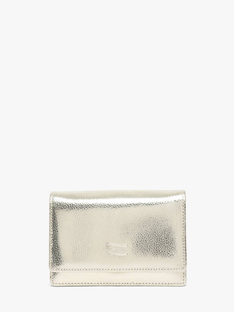 Leather Caviar Flap Wallet Crinkles Gold caviar 14049