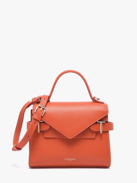 Small Grained Leather Emilie Crossbody Bag Le tanneur Orange emily TEMI1006
