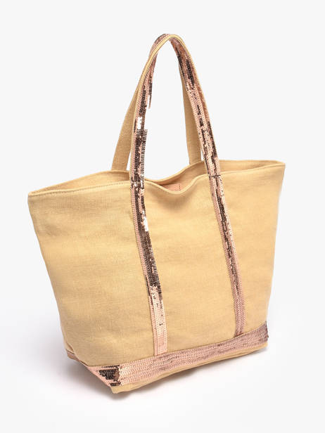 Medium Zipped Le Cabas Tote Bag Linen Sequins Vanessa bruno Yellow cabas lin 31V40378 other view 1