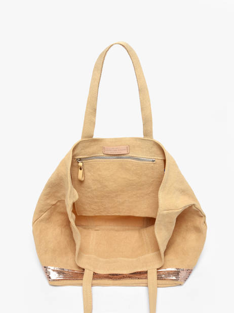 Large Le Cabas Tote Bag Linnen Sequins Vanessa bruno Yellow cabas lin 31V40315 other view 2