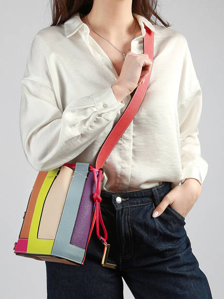 Small Leather Elles Colorblock Bucket Bag Lancel Multicolor elles A14203 other view 1