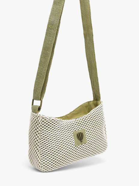 Shoulder Bag Resille Cotton Le voyage en panier Green resille PM942 other view 1