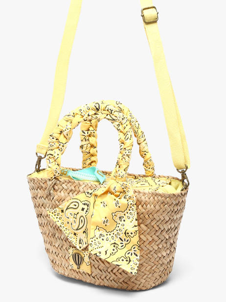 Satchel Bandana Straw Le voyage en panier Yellow bandana PM968 other view 2