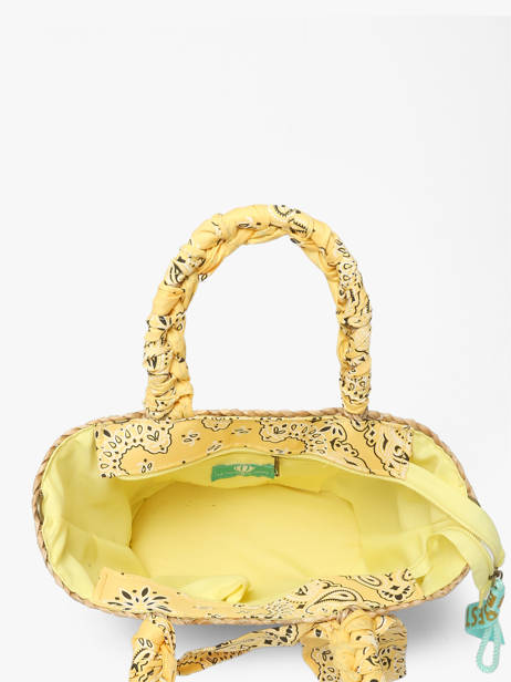 Satchel Bandana Straw Le voyage en panier Yellow bandana PM968 other view 3