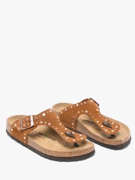 Slippers In Leather Birkenstock Brown accessoires 1031733 other view 1