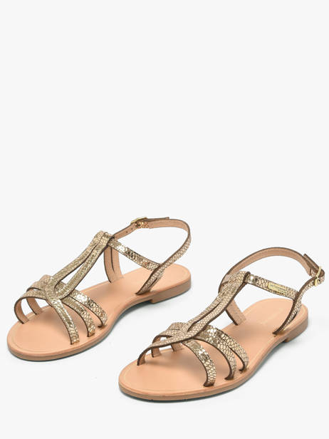 Flip Flops In Leather Les tropeziennes Gold accessoires HAMELIE other view 1