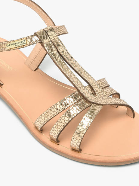 Flip Flops In Leather Les tropeziennes Gold accessoires HAMELIE other view 2