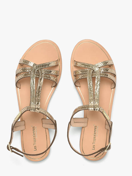 Flip Flops In Leather Les tropeziennes Gold accessoires HAMELIE other view 3