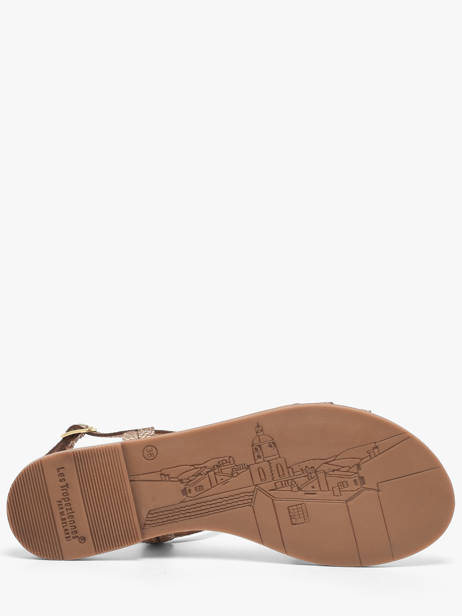 Flip Flops In Leather Les tropeziennes Gold accessoires HAMELIE other view 4