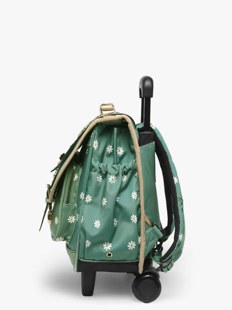 Schoolbag On Wheels For Kids 2 Compartments Cameleon Green vintage fantasy PBVGCR38 other view 2