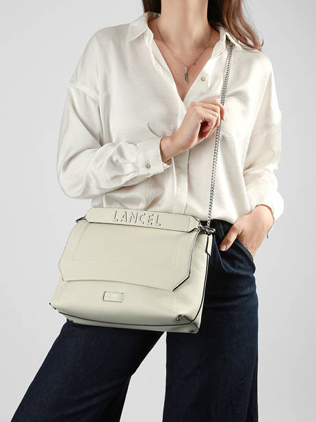 Large Leather Ninon Soft Shoulder Bag Lancel White ninon A13783 other view 1