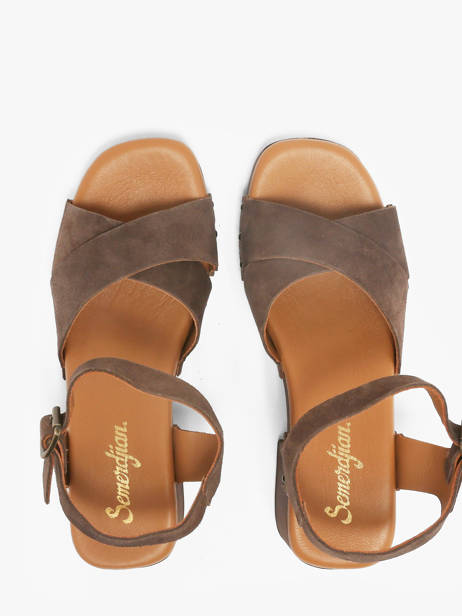 Heeled Sandals In Leather Semerdjian Brown accessoires MICOL other view 3