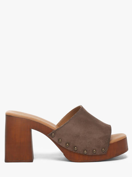 Heeled Slippers In Leather Semerdjian Brown accessoires LAILA