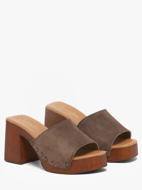 Heeled Slippers In Leather Semerdjian Brown accessoires LAILA other view 1