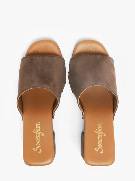 Heeled Slippers In Leather Semerdjian Brown accessoires LAILA other view 3