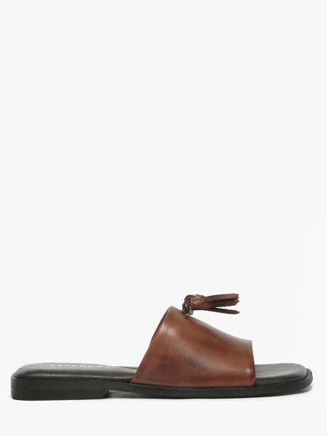 Slippers In Leather Pavement Brown accessoires 25216