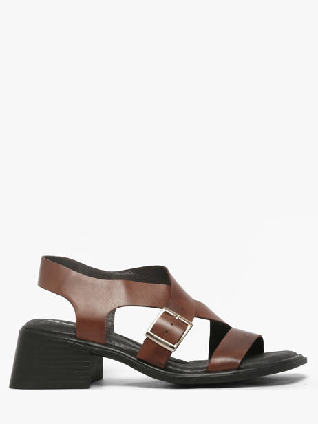 Heeled Sandals In Leather Pavement Brown women 25273
