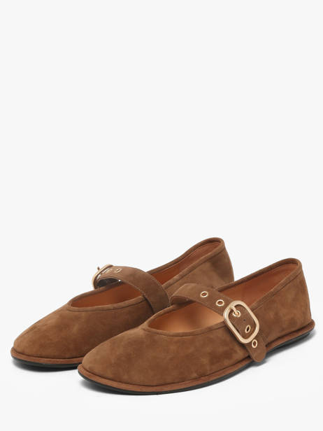 Ballerinas With Straps In Leather Inuovo Brown accessoires CT005KCN other view 1