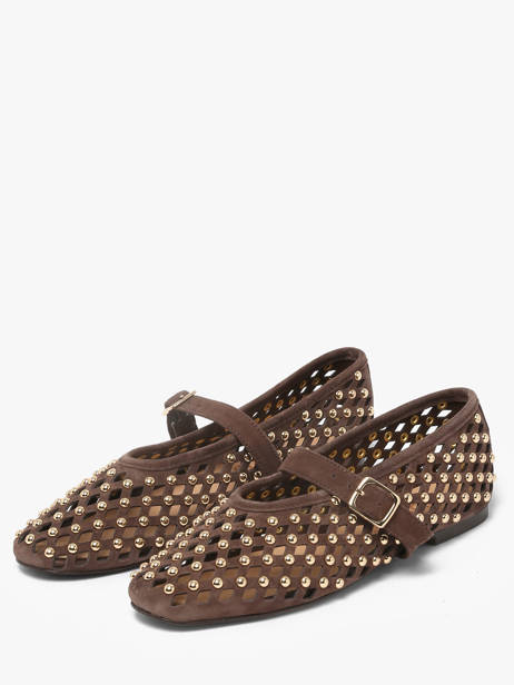 Ballerinas With Straps In Leather Inuovo Brown accessoires NK003KDR other view 1