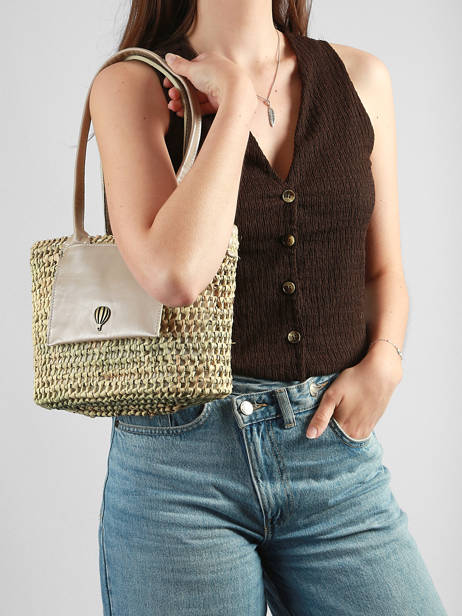 Sac Porté épaule Estival Le voyage en panier Beige estival PM946 vue secondaire 1