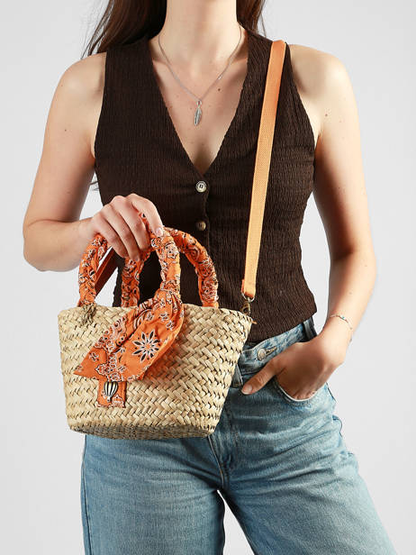 Satchel Bandana Straw Le voyage en panier Orange bandana PM968 other view 1