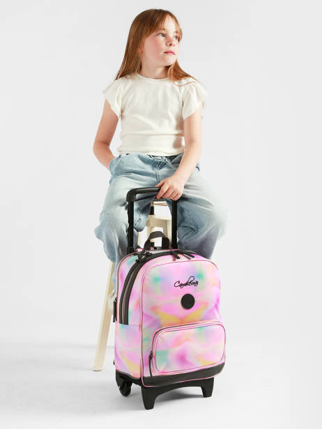 Sac A Dos à Roulettes 2 Compartiments Cameleon Rose vintage fantasy SR40 vue secondaire 1