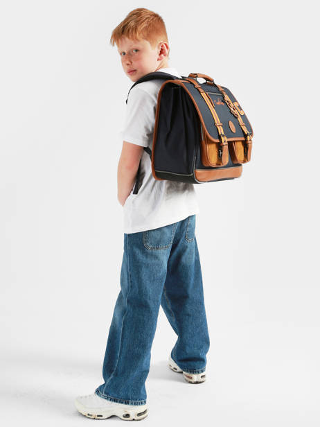 Cartable 3 Compartiments Cameleon Bleu vintage urban CA41 vue secondaire 1