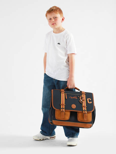 Cartable 3 Compartiments Cameleon Bleu vintage urban CA41 vue secondaire 2