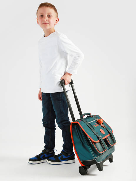 Wheeled Schoolbag 2 Compartments Cameleon Orange vintage urban CR38 other view 1