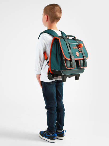Wheeled Schoolbag 2 Compartments Cameleon Orange vintage urban CR38 other view 2