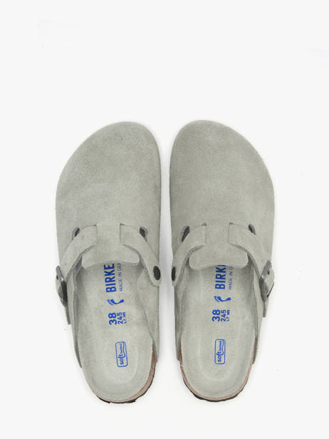 Slippers Boston In Leather Birkenstock Gray women 1031657 other view 4