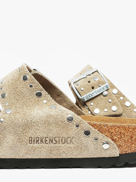 Slippers Arizona Rivet In Leather Birkenstock Beige women 1029390 other view 3