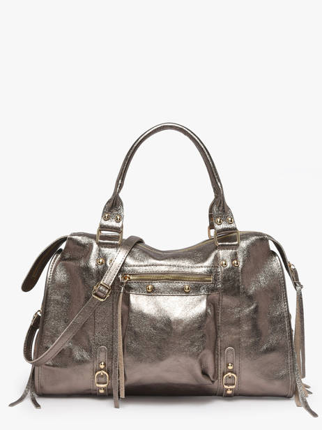 A4 Size Shoulder Bag Nine Leather Milano Silver nine NI24095O