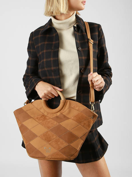 Sac Porté Main Neflier Patchwork Woomen Marron neflier patchwork WNET01 vue secondaire 1